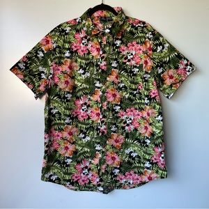 Disney Mickey Mouse Hawaiian Button Down Floral Shirt Barely Worn Size XL summer